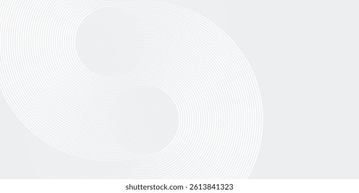 Abstract white glowing geometric lines on gray background. Modern shiny blue circle lines pattern. Futuristic technology concept abstract modern