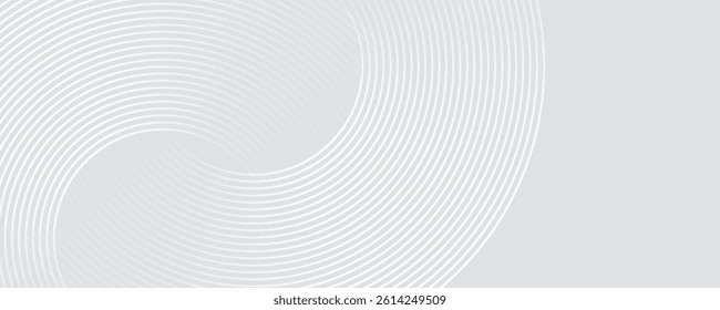 Abstract white glowing geometric lines on gray background. Modern shiny blue circle lines pattern. Futuristic technology concept. Suit for cover, poster,
