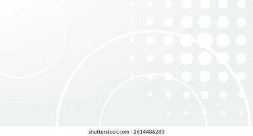 Abstract white glowing geometric lines on gray background. Modern shiny blue circle lines pattern. Futuristic technology concept. Suit for cover, poster, banner, brochure, header, website vector