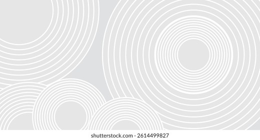 Abstract white glowing geometric lines on gray background. Modern shiny blue circle lines pattern. Futuristic technology concept. Suit for cover, poster, banner, brochure, header, website vector