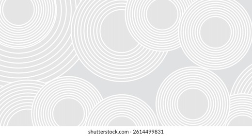 Abstract white glowing geometric lines on gray background. Modern shiny blue circle lines pattern. Futuristic technology concept. Suit for cover, poster, banner, brochure, header, website vector