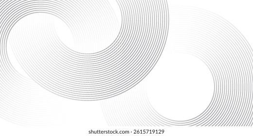 Abstract white glowing geometric lines on gray background. Modern shiny blue circle lines pattern. Futuristic technology concept. Suit for cover, poster. eps 10