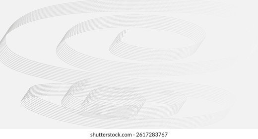 Abstract white glowing geometric lines on gray background. Modern shiny blue circle lines pattern. Futuristic technology concept. Suit for cover, poster,