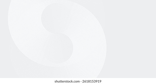 Abstract white glowing geometric lines on gray background. Modern shiny blue circle lines pattern. Futuristic technology concept modern