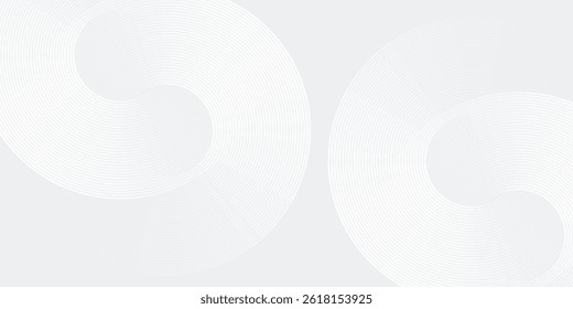 Líneas geométricas brillantes blancas Abstractas sobre fondo gris. Moderno patrón de líneas de círculo azul brillante. Concepto de tecnología futurista abstracto moderno