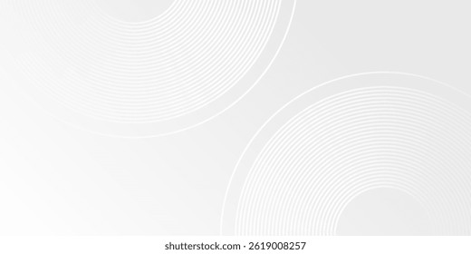 Abstract white glowing geometric lines on gray background. Modern shiny blue circle lines simple simple abstract design