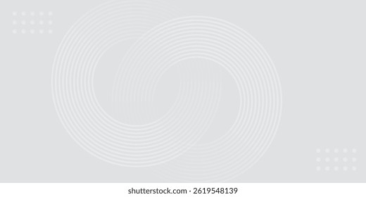 Abstract white glowing geometric lines on gray background. Modern shiny blue circle lines pattern. Futuristic technology concept. Suit for cover, poster,