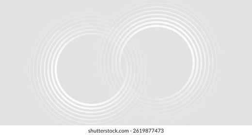 Abstract white glowing geometric lines on gray background. Modern shiny blue circle lines pattern. Futuristic technology concept. Suit for cover 