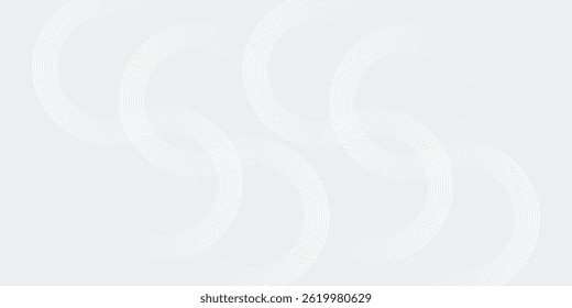 Abstract white glowing geometric lines on gray background. Modern shiny blue circle lines pattern. Futuristic technology concept. Suit for cover, poster, banner, brochure, header, website vector