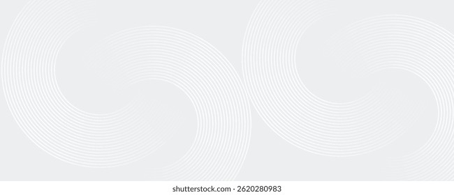 Abstract white glowing geometric lines on gray background. Modern shiny blue circle lines pattern. Futuristic technology concept. Suit for cover, poster, banner, brochure, header, vector modern