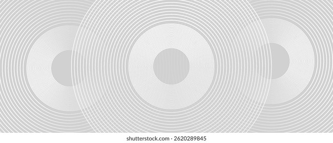 Abstract white glowing geometric lines on gray background. Modern shiny blue circle lines pattern. Futuristic technology concept. Suit for cover, poster, banner, brochure, header, vector illustration