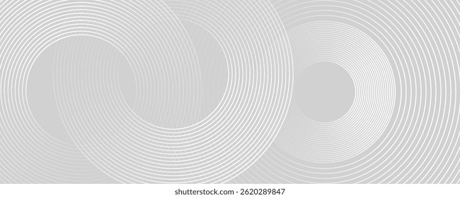 Líneas geométricas brillantes blancas Abstractas sobre fondo gris. Moderno patrón de líneas de círculo azul brillante. Concepto de tecnología futurista. Traje para la cubierta, cartel, Anuncio, folleto, cabecera, Ilustración vectorial