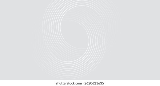 Abstract white glowing geometric lines on gray background. Modern shiny blue circle lines pattern. Futuristic technology concept. Suit for cover, poster, eps 10