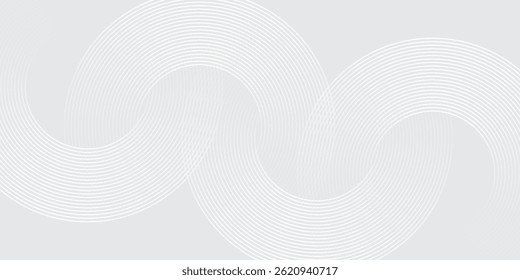 Abstract white glowing geometric lines on gray background. Modern shiny blue circle lines pattern. Futuristic technology concept. Suit for cover, poster, banner, brochure, header, website