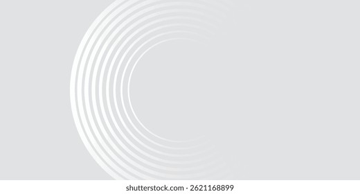 Abstract white glowing geometric lines on gray background. Modern shiny blue circle lines pattern. Futuristic technology concept. Suit for cover, poster,