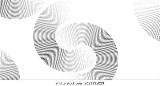 Abstract white glowing geometric lines on gray background. Modern shiny blue circle lines pattern. Futuristic technology concept. Suit for cover, poster. eps 10