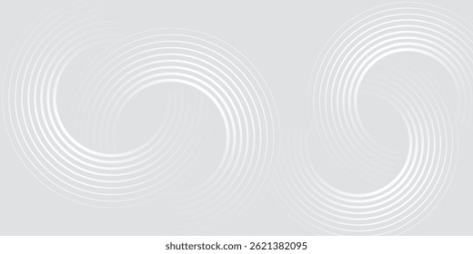 Líneas geométricas brillantes blancas Abstractas sobre fondo gris. Moderno patrón de líneas de círculo azul brillante. Concepto de tecnología futurista. Traje para la cubierta, cartel,