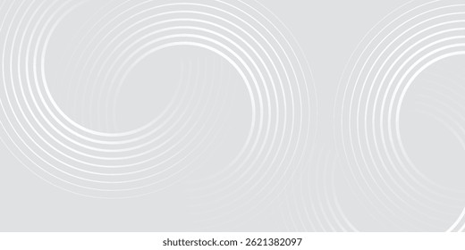 Abstract white glowing geometric lines on gray background. Modern shiny blue circle lines pattern. Futuristic technology concept. Suit for cover, poster,