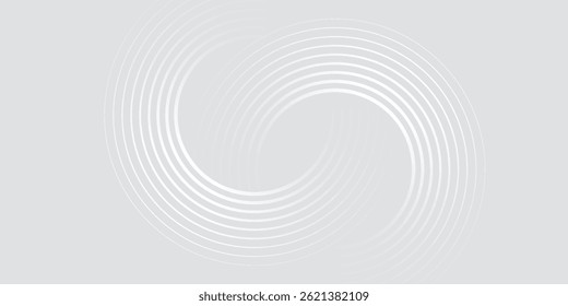 Abstract white glowing geometric lines on gray background. Modern shiny blue circle lines pattern. Futuristic technology concept. Suit for cover, poster,