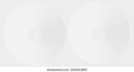 Abstract white glowing geometric lines on gray background. Modern shiny blue circle lines pattern.