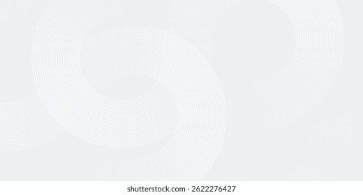 Líneas geométricas brillantes blancas Abstractas sobre fondo gris. Moderno patrón de líneas de círculo azul brillante. Concepto de tecnología futurista. Traje para la cubierta, cartel, Anuncio, folleto, cabecera, Vector del Sitio web