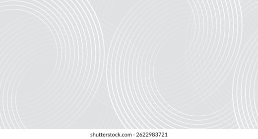 Líneas geométricas brillantes blancas Abstractas sobre fondo gris. Moderno patrón de líneas de círculo azul brillante. Concepto de tecnología futurista. Traje para la cubierta, cartel,
