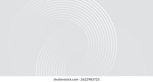 Abstract white glowing geometric lines on gray background. Modern shiny blue circle lines pattern. Futuristic technology concept. Suit for cover, poster,