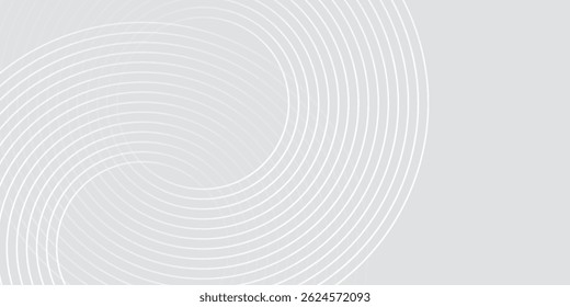 Abstract white glowing geometric lines on gray background. Modern shiny blue circle lines pattern. Futuristic technology concept. Suit for cover, poster,