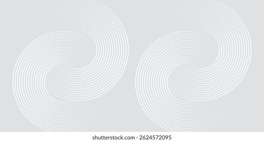 Abstract white glowing geometric lines on gray background. Modern shiny blue circle lines pattern. Futuristic technology concept. Suit for cover, poster,
