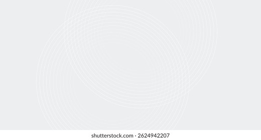 Abstrakte, weiß leuchtende geometrische Linien auf grauem Hintergrund. Moderne glänzende blaue Kreislinien Muster. Futuristisches Technologiekonzept. Anzug für Cover, Poster, Banner, Broschüre, Header, Vektorgrafik der Website
