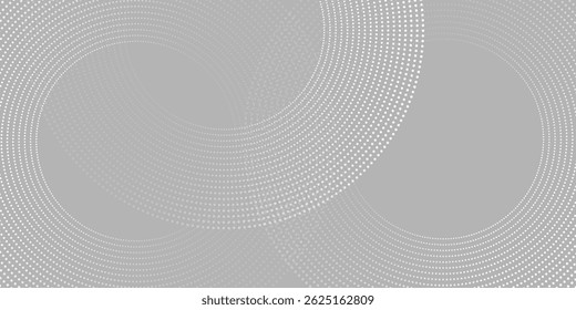 Abstrakte, weiß leuchtende geometrische Linien auf grauem Hintergrund. Moderne glänzende blaue Kreislinien Muster. Futuristisches Technologiekonzept. Schutzanzug