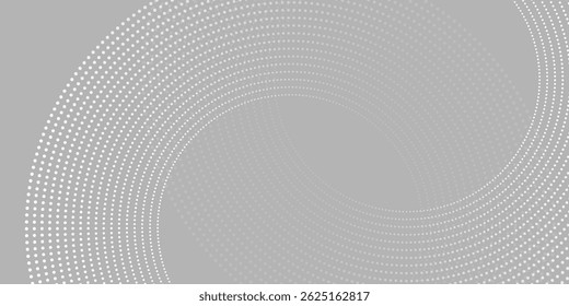 Abstract white glowing geometric lines on gray background. Modern shiny blue circle lines pattern. Futuristic technology concept. Suit for cover