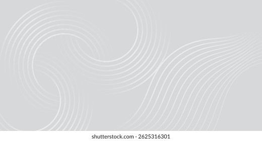 Abstract white glowing geometric lines on gray background. Modern shiny blue circle lines pattern. Futuristic technology concept. Suit for cover, poster. Eps10 vector illustration
