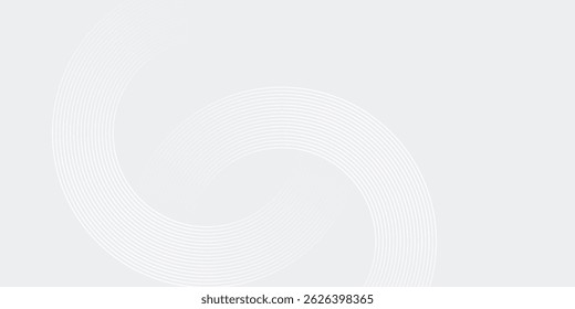 Abstract white glowing geometric lines on gray background. Modern shiny blue circle lines pattern. Futuristic technology concept. Suit for cover, poster,