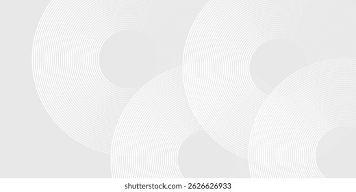 Abstract white glowing geometric lines on gray background. Modern shiny blue circle lines pattern modern