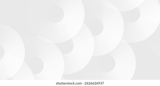 Abstract white glowing geometric lines on gray background. Modern shiny blue circle lines pattern modern simple design