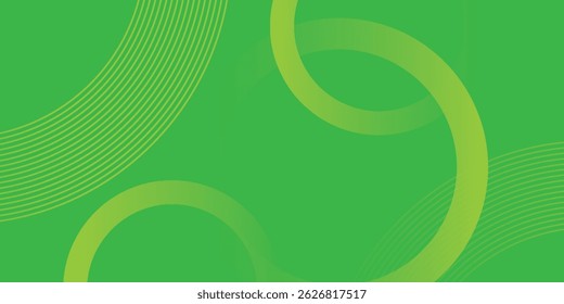 Abstract white glowing geometric lines on green background. Modern shiny yellow circle lines pattern. Futuristic technology concept. Vector