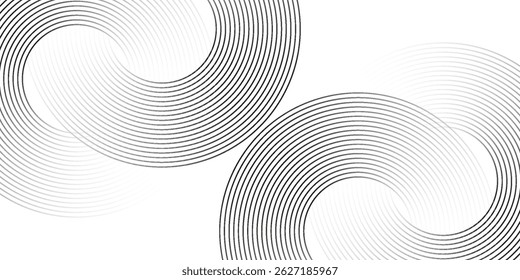 Abstract white glowing geometric lines on gray background. Modern shiny blue circle lines pattern. Futuristic technology concept. Suit for cover. eps 10