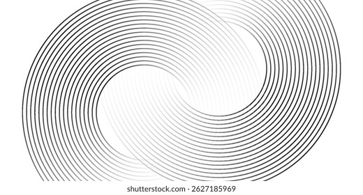 Linhas geométricas brilhantes em branco abstrato sobre fundo cinza. Padrão moderno de linhas de círculo azul brilhante. Conceito de tecnologia futurista. Terno para capa. eps 10