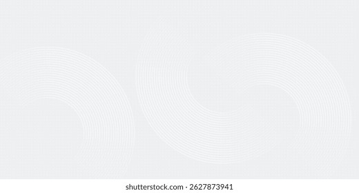 Abstract white glowing geometric lines on gray background. Modern shiny blue circle lines pattern. Futuristic technology concept. Suit for cover, poster, banner, brochure, header, website vector