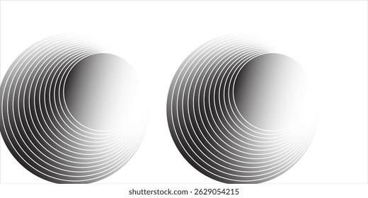 Abstract white glowing geometric lines on gray background. Modern shiny blue circle lines pattern. Futuristic technology concept. Suit for cover, poster, banner, brochure, header, website vector