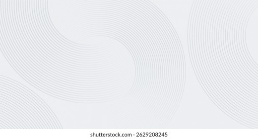 Líneas geométricas brillantes blancas Abstractas sobre fondo gris. Moderno patrón de líneas de círculo azul brillante. Concepto de tecnología futurista. Traje para la cubierta, cartel, Anuncio, folleto, cabecera, Vector del Sitio web