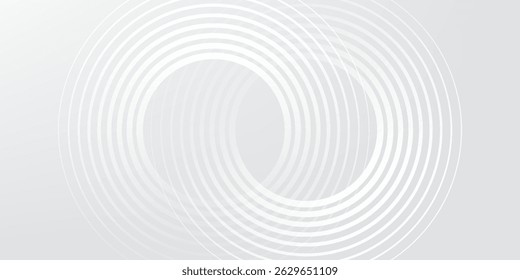Abstract white glowing geometric lines on gray background. Modern shiny blue circle lines pattern. Futuristic technology concept. Suit for cover, poster,
