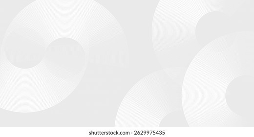 Abstract white glowing geometric lines on gray background. Modern shiny blue circle lines pattern simple abstract design