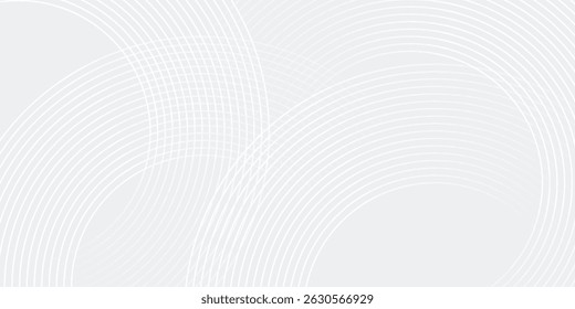 Líneas geométricas brillantes blancas Abstractas sobre fondo gris. Moderno patrón de líneas de círculo azul brillante. Concepto de tecnología futurista. Vector eps10