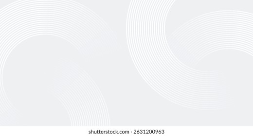 Abstract white glowing geometric lines on gray background. Modern shiny blue circle lines pattern. Futuristic technology concept. vector illustration