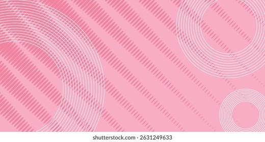 Abstract white glowing geometric lines on pink background. Modern shiny pink circle lines pattern. Futuristic technology concept. Suit for cover, poster
