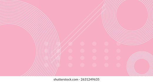 Abstract white glowing geometric lines on pink background. Modern shiny pink circle lines pattern. Futuristic technology concept. Suit for cover, poster