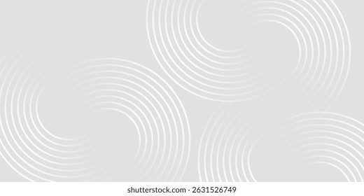 Abstract white glowing geometric lines on gray background. Modern shiny blue circle lines pattern. Futuristic technology concept. good