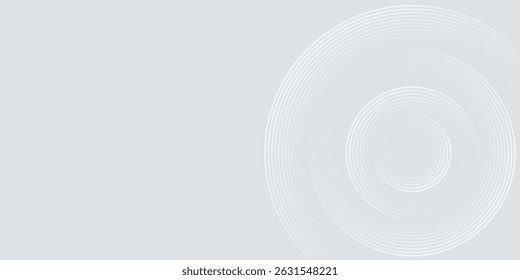 Abstrakte, weiß leuchtende geometrische Linien auf grauem Hintergrund. Moderne glänzende blaue Kreislinien Muster. Futuristisches Technologiekonzept. Anzug für Cover, Poster, Banner, Broschüre, Header, Vektorgrafik der Website